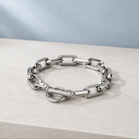 Bracelet chaîne trombone en acier inoxydable avec fermoir OT pour femmes et hommes, plaqué or 18 carats PVD, inaltérable, logo personnalisé, vente en gros OEM