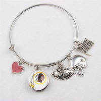 Bracelet tendance avec logo des équipes NFL, breloques « J'aime le football », bracelet fait main, cadeau de survie pour femme, fille, bijoux sportifs, vente en gros