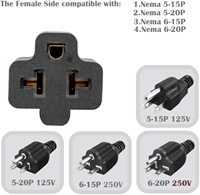 15 ampères AC Domestique Prise à 20 Ampères T Lame Adaptateur Femelle