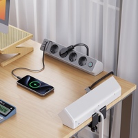 Bloc multiprise de bureau EU PD25W à fixation par pince, station de charge rapide 4 prises, 2 ports USB-C et USB-A avec câble d'extension pour usage au bureau