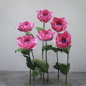 Élégante fleur artificielle réutilisable en papier rose géant pour la décoration d'événements de mariage - Product Image 6