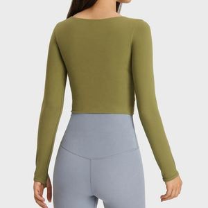 T-shirt femme à la mode, sport, jogging, yoga, poids lourd, rembourré 270gsm, t-shirts sexy à manches longues, vente en gros - Product Image 4