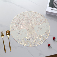 Sets de table ronds classiques en vinyle pressé PVC Womei, métalliques, écologiques, décoratifs pour la table à manger