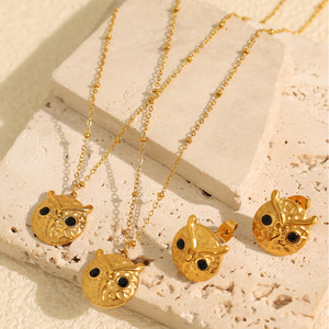 Juego de Pendientes con Colgante de Búho, Aleación de Zinc Dorada, Joyería de Moda para Mujer, Regalo - Product Image 1