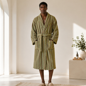 100% Cotton Luxury Eco-Friendly Pajamas Spring Summer Autumn <strong>Men's</strong> Spa Bathrobe <strong>Designer</strong> Wear Wholesale Custom Unisex Robe - Product Image 2