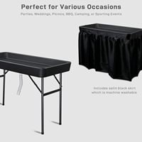 Table de refroidisseur de glace pliante en plastique noir de personnalisation de couleur pour la partie de piscine avec la jupe