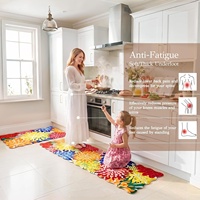 Tapis de cuisine moderne minimaliste en mousse PVC florale, anti-fatigue, antidérapant, lavable, imperméable, rembourré, épaisseur 5 mm, antidérapant