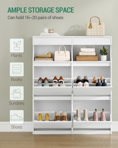 Meuble à chaussures <span class=keywords><strong>en</strong></span> <span class=keywords><strong>bois</strong></span> multi-niveaux avec 4 tiroirs rabattables pour entrée, couloir et salon - Product Image 2
