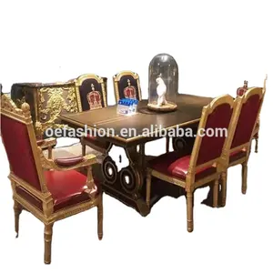 OE-时尚橡木木制framd餐桌家具中国制造浪漫传统红色餐桌椅套装