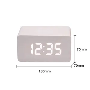Factory Direct Led Alarm Clock Wifi Wooden Digital Clock with Wireless Phone Charging