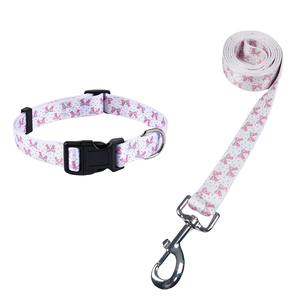 Conjunto de Correa y collar de perro ajustable de varios colores de tela personalizada de lujo por sublimación duradera - Product Image 4