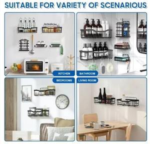 Wall Mount Stainless Steel Shower Caddy With 6 <b>Hooks</b> Waterproof Storage Rack For Bathroom Essentials - Product Image 4
