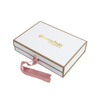 Boîte rigide magnétique OEM étanche avec feuille d'or et insert en éponge satinée écologique pour cadeaux d'anniversaire, emballage de cheveux et sous-vêtements