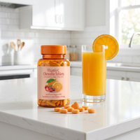 Comprimés à croquer de vitamine C saveur orange, marque privée OEM, 0,8 g 100 mg, supplément nutritionnel quotidien de VC pour adultes