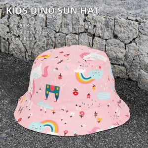 Chapeau Bob Enfant 2-6 Ans Printemps-Été, Motif Dinosaure Animal, Coton Respirant, Cordon Dessin Animé, Idéal pour l'Extérieur - Product Image 3