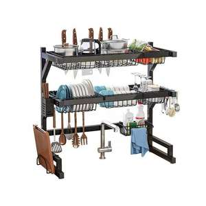 Égouttoir à vaisselle en acier inoxydable, 3 niveaux réglables, grand égouttoir à vaisselle de cuisine pour le rangement à domicile - Product Image 1