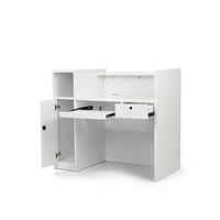 Table de réception moderne Dongpin DP-TL2201 en MDF et acier inoxydable, vente directe d'usine, comptoir d'accueil avec logo personnalisable