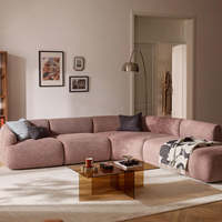Canapé modulaire incurvé Boucl en mousse nuage, sectionnel avec chaise longue, tissu texturé à bords doux, pour salon moderne, villa, appartement, hôtel