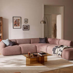 Divano Modulare Curvo a L in Tessuto Texturizzato con Chaise Longue in Spugna, per Soggiorno Moderno di Villa, Appartamento, <span class=keywords><strong>Hotel</strong></span> - Product Image 5