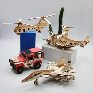 holz modell flugzeug kits erwachsene Suppliers-3D farbiges Holz puzzle für Erwachsene DIY Crafts Kits Haus Flugzeug Automobil Modell Lernspiel zeug Geschenke