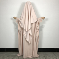 Ensemble de prière 2 pièces : Robe longue musulmane islamique Nida, Abaya papillon et Khimar assorti