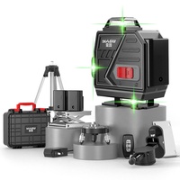 Niveau laser à rotation automatique vert 3D 12 lignes avec trépied et 2 piles