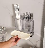 MIXWARES Égouttoir à ustensiles de cuisine transparent avec support métallique, style nordique, pour couverts et baguettes, organisateur de rangement domestique