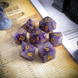 La mejor calidad y superventa en Soha Agate Natural Purple Amethyst Crystal Gemstone Dnd Juegos de dados con todos los números a la venta - Product Image 1