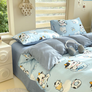 Parure de lit quatre pièces style frais et mignon, ensemble trois pièces pour dortoir individuel d'été, literie à motif de dessin animé - Product Image 3