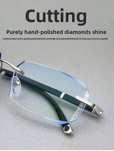 Grosir potongan berlian tepi biru memblokir cahaya tanpa bingkai kacamata 2025 tren uniseks lensa HD komputer resep kacamata - Product Image 6