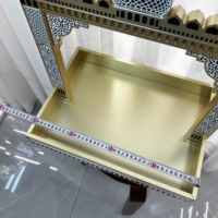 Plateau de présentation en bois au design de mosquée islamique, en contreplaqué, pour la décoration de table du Ramadan et de l'Aïd, avec ornement en forme de dôme et de croissant de lune