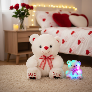 16'' White Bear with <b>Light</b> & <b>Music</b> 16PC/CS Valentine's Day Supplies - Product Image 3