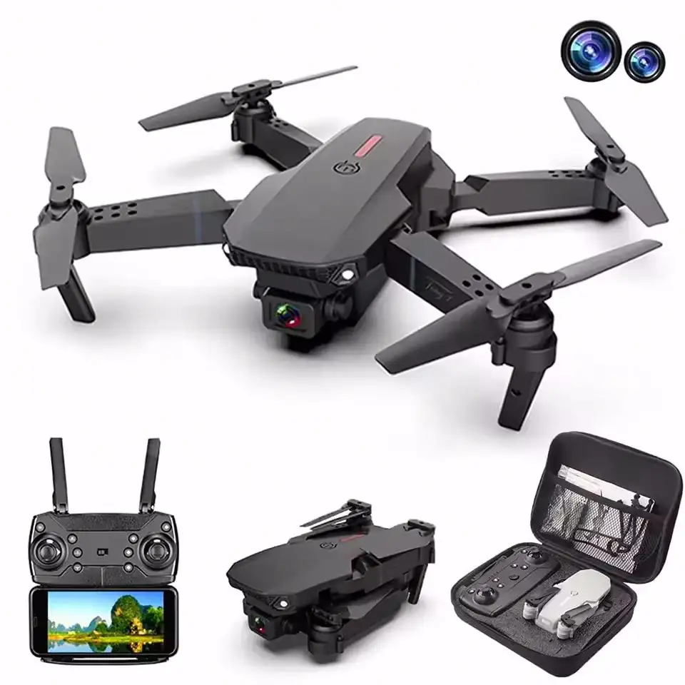 Rc Mini E88 Pro Drone com grande angular HD 4k Dual câmera de altura dobrável quadricóptero Drone brinquedos