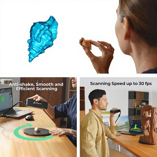 Creality Otter Lite Wireless 3D Scanner with 0.05mm Accuracy and 30fps Real-Time Scanning for Printing