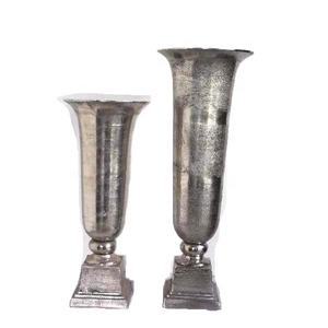 แจกันดอกไม้ทำจากอลูมิเนียมหล่อสำหรับตกแต่งทำจากนิกเกิลผิวหยาบแจกันอะลูมิเนียมตกแต่งโต๊ะงานฝีมือโลหะ - Product Image 1