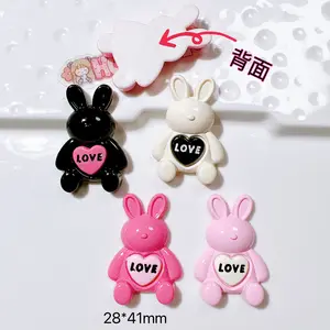 2024万圣节可爱爱心动物兔子树脂护身符平板史莱姆手机装饰DIY