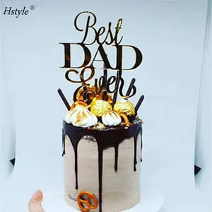 Cupcake Toppers avec paillettes noires Meilleur papa Cupcake Picks Décorations pour la fête des pères PQ365