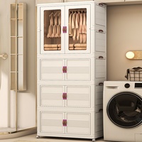 Armoire de rangement pour enfants de style nordique à sept niveaux et double porte, sans assemblage requis, organisateur de rangement domestique