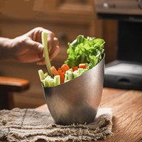 Bol à salade incliné rétro en acier inoxydable 304, style INS, pour usage commercial, compatible lave-vaisselle, idéal pour hot pot, barbecue et légumes