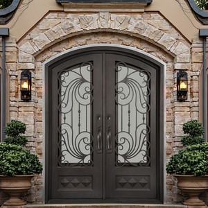 FD-578 Entry <strong>Door</strong> Better Than Wooden Iron Glass Finished Steel Outdoor <strong>Rustic</strong> Design Swing Open Style with Lock Hardware - Product Image 4