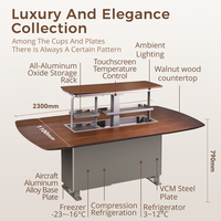 Luxuriöser Esstisch aus Massivem Walnussholz mit Verstecktem Kühlschrank und Aufklappbarem Design