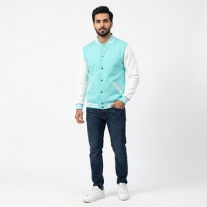 Veste en laine brodée en chenille lourde sur mesure OEM, manches en cuir, veste universitaire pour hommes - Product Image 1