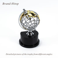 Trophée Hitop en cristal noir avec base, globe terrestre doré, finition métallique, coffret cadeau solide, souvenir sportif personnalisé, plaqué or Europe