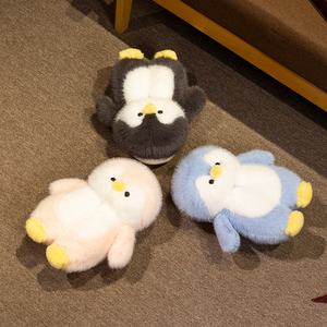 Pantofole da donna Animal pinguino simpatiche e accoglienti pantofole pelose peluche inverno calda camera da letto per la casa scarpe Memory Foam pantofola - Product Image 6