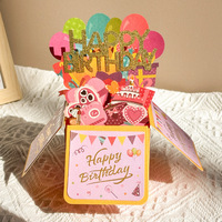 Cartes de vœux d'anniversaire 3D créatives et écologiques de luxe avec impression UV, finition pailletée, élégante boîte cadeau