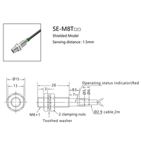 Penjualan Langsung Pabrik SE-M8TN1 12vdc 1.5mm Sensor Jarak Deteksi Logam Saklar Proximitas Silinder Sensor Proximitas Silinder