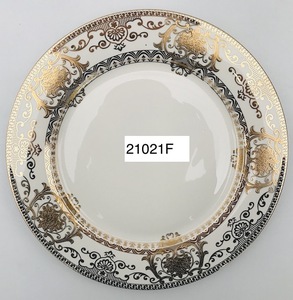 Platos de cena de cerámica clásicos florales ecológicos de oro en relieve de <span class=keywords><strong>China</strong></span> de hueso nuevo de alta calidad, borde de oro islámico para plato de fiestas - Product Image 6
