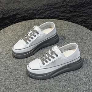 Zapatillas Deportivas Blancas de Malla para Mujer, Primavera Verano 2026, con Suela Gruesa, Aumentan la Estatura, Transpirables, de Cuero, Cómodas y Ligeras - Product Image 4
