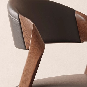 Chaises de réception confortables en bois massif de noyer et cuir PU, chaises de <span class=keywords><strong>salle</strong></span> à <span class=keywords><strong>manger</strong></span> avec pieds en bois - Product Image 5