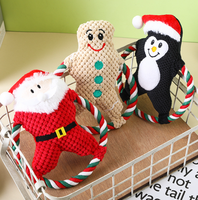 Jouets en peluche de Noël pour animaux de compagnie, jouets à mâcher pour chien, Père Noël, pingouin, homme en pain d'épices, jouets interactifs doux et rembourrés pour chiots